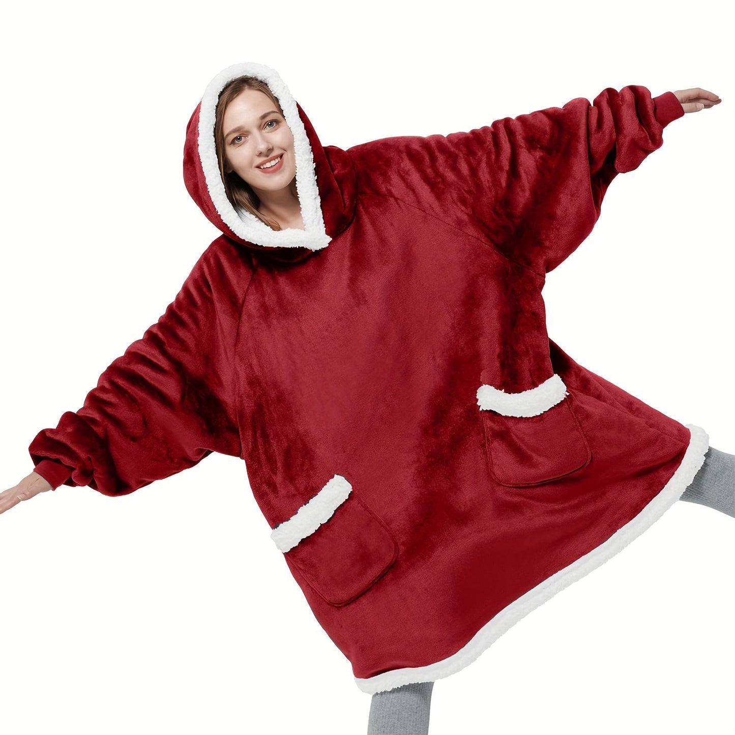 Oversized Wearable Blanket Hoodie with Sleeves - Cozy Hooded Blanket Perfect for Gifts for Girlfriend, Women, and Mom. Thickened and Super Soft material for ultimate comfort. Keep warm in this comfortable wearable hoodie blanket designed for adults.