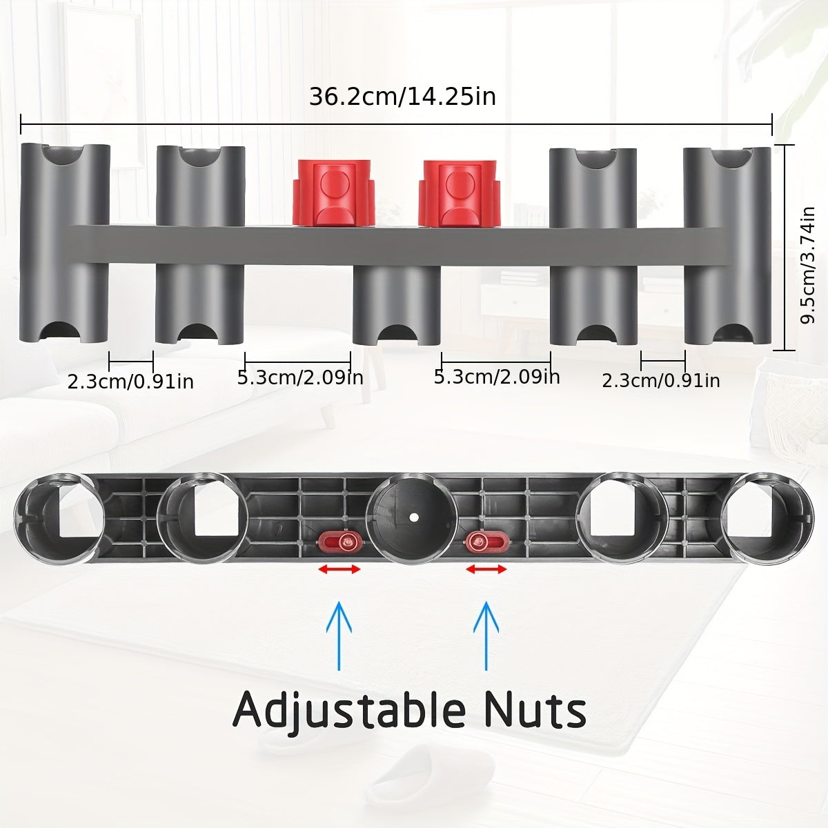 Durable Plastic Wall Mount Organizer for V7, V8, V10, V11, V15 Vacuum Cleaner Attachments - No-Drill Storage Rack and Accessory Holder