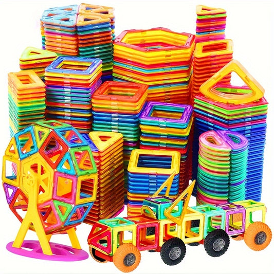 Large magnetic building block set with 58 or 119pcs, perfect for educational play and creativity. Construct various shapes, durable, ideal gift for holidays and birthdays.