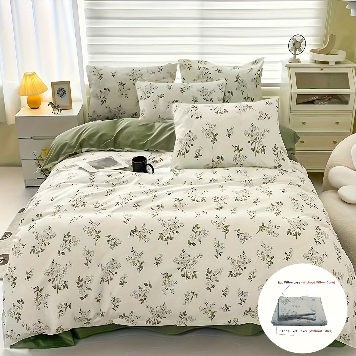 Get yourself a set of 3 fresh duvet covers with a pastoral style floral print. This soft and comfortable bedding set includes 1 duvet cover and 2 pillowcases, perfect for your bedroom, guest room, or dorm. Please note that this set does not include the