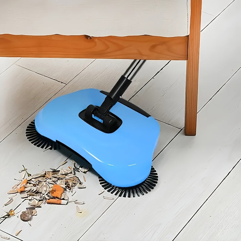 Get your hands on the 1pc 3-in-1 Multifunctional Manual Push Broom! This handheld sweeper is perfect for cleaning wood and tile floors, whether they're wet or dry. Say goodbye to pet hair and debris with this convenient tool that requires no electricity