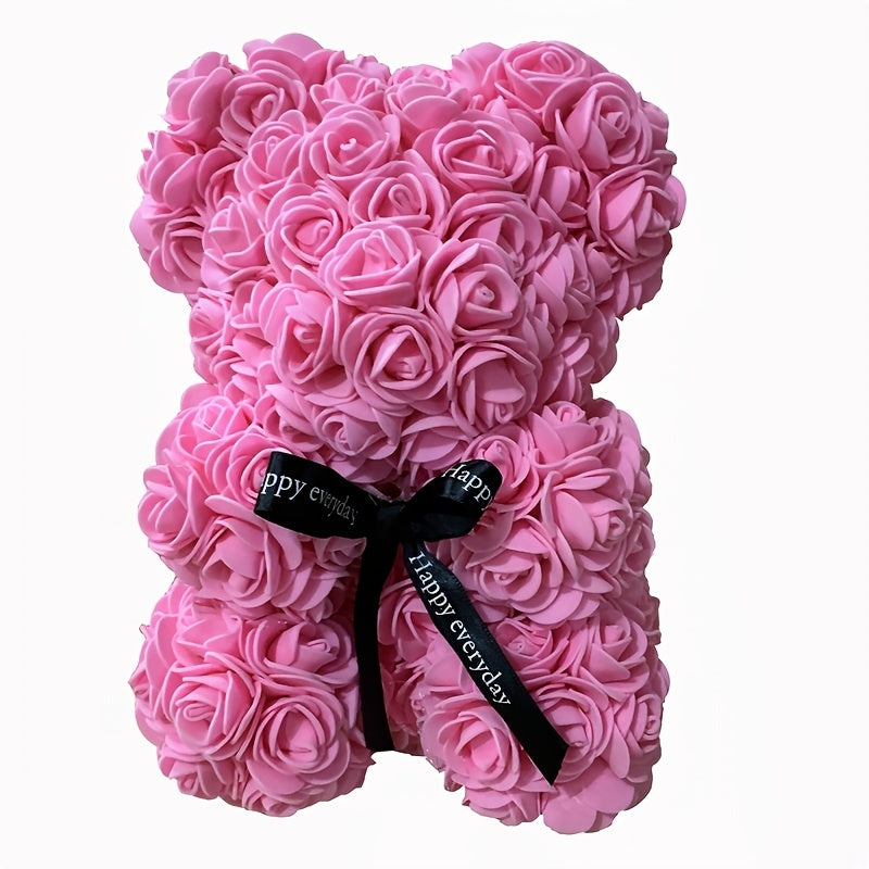 Rose bear made of foam flowers, perfect for Valentine's Day, Mother's Day, anniversaries, weddings. Size: 16.99*22.99cm. Great gift for birthdays.