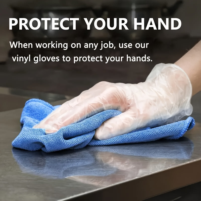 30/50/100 pieces of Disposable Transparent Vinyl Gloves without Powder for Household Cleaning, Waterproof and suitable for Kitchen, Food Processing, Tattooing, Hair Dyeing, Beauty and Hairdressing. Can be used as Cleaning Supplies or Household Small