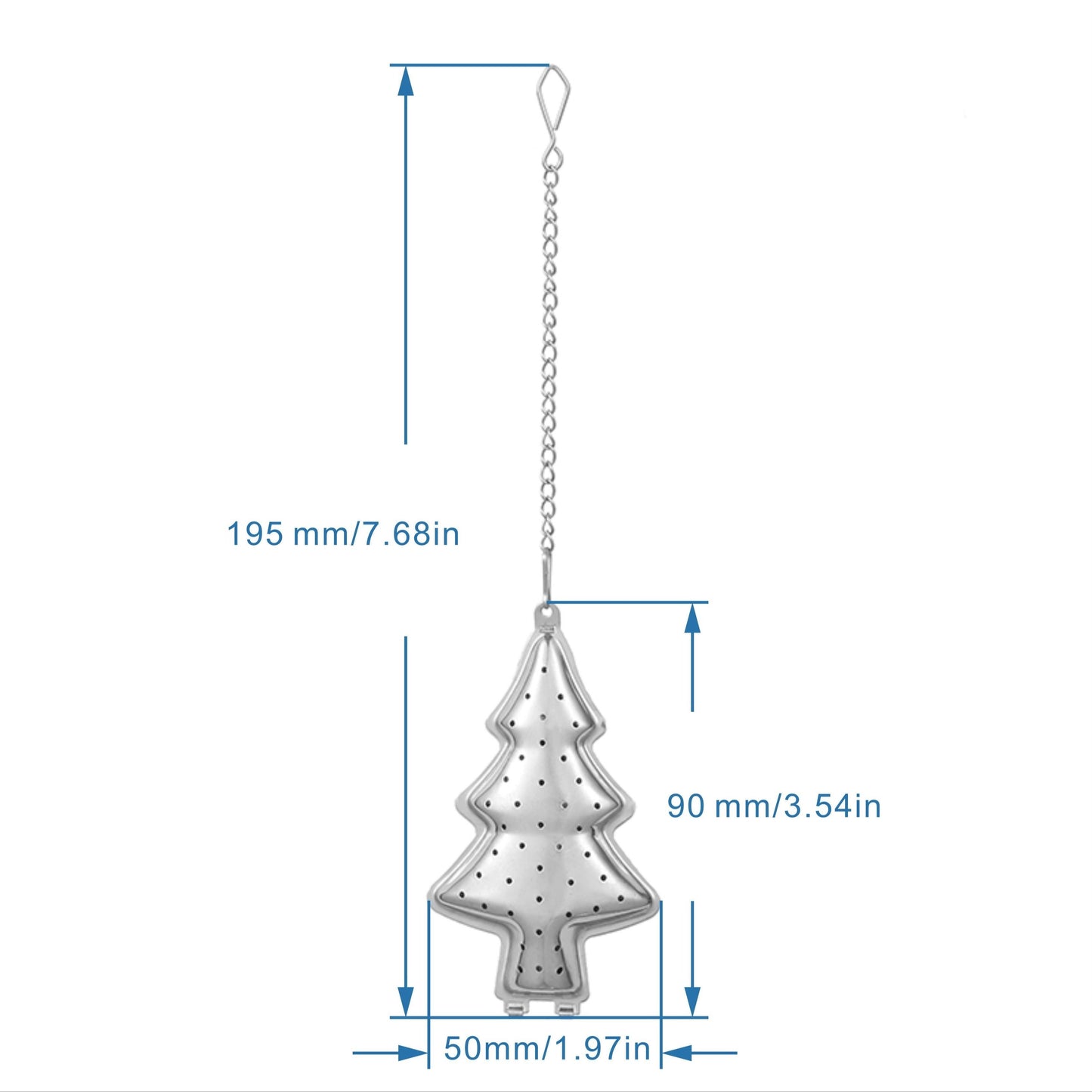 Festive Christmas Tree-Shaped Stainless Steel Tea Infuser - Ideal Loose Leaf Tea Strainer for Holiday Celebrations, Tea Parties, and Gifts - Includes Chain for Easy brewing and Tea Gifts