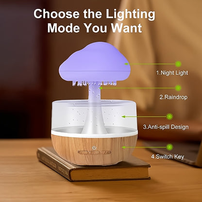 Colorful Mushroom Night Light with Rain Humidifier, Aromatherapy Benefits - Battery Operated Atmosphere Lamp