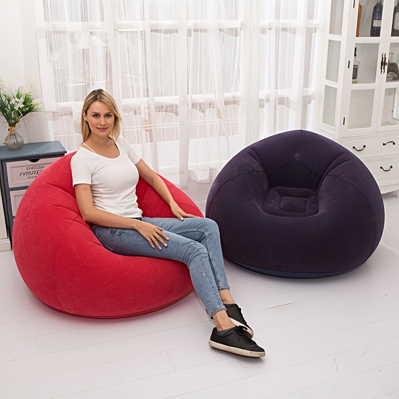 Versatile Red Inflatable Bean Bag Chair Made with Velvet Filling and Non-Woven Fabric - Multi-Size for Home, Kitchen, Game Room, and Lounge Sitting - No Wood Included