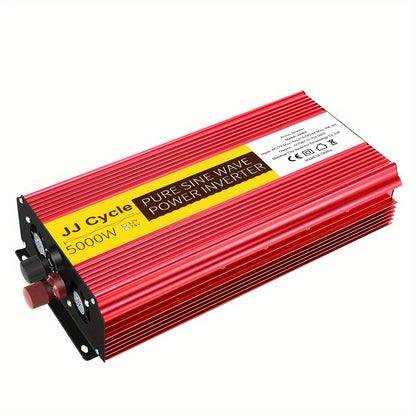 5000W/4000W Pure Sine Wave Inverter converts DC 12V/24V to AC 220V, 50Hz for car electronics with EU plug.