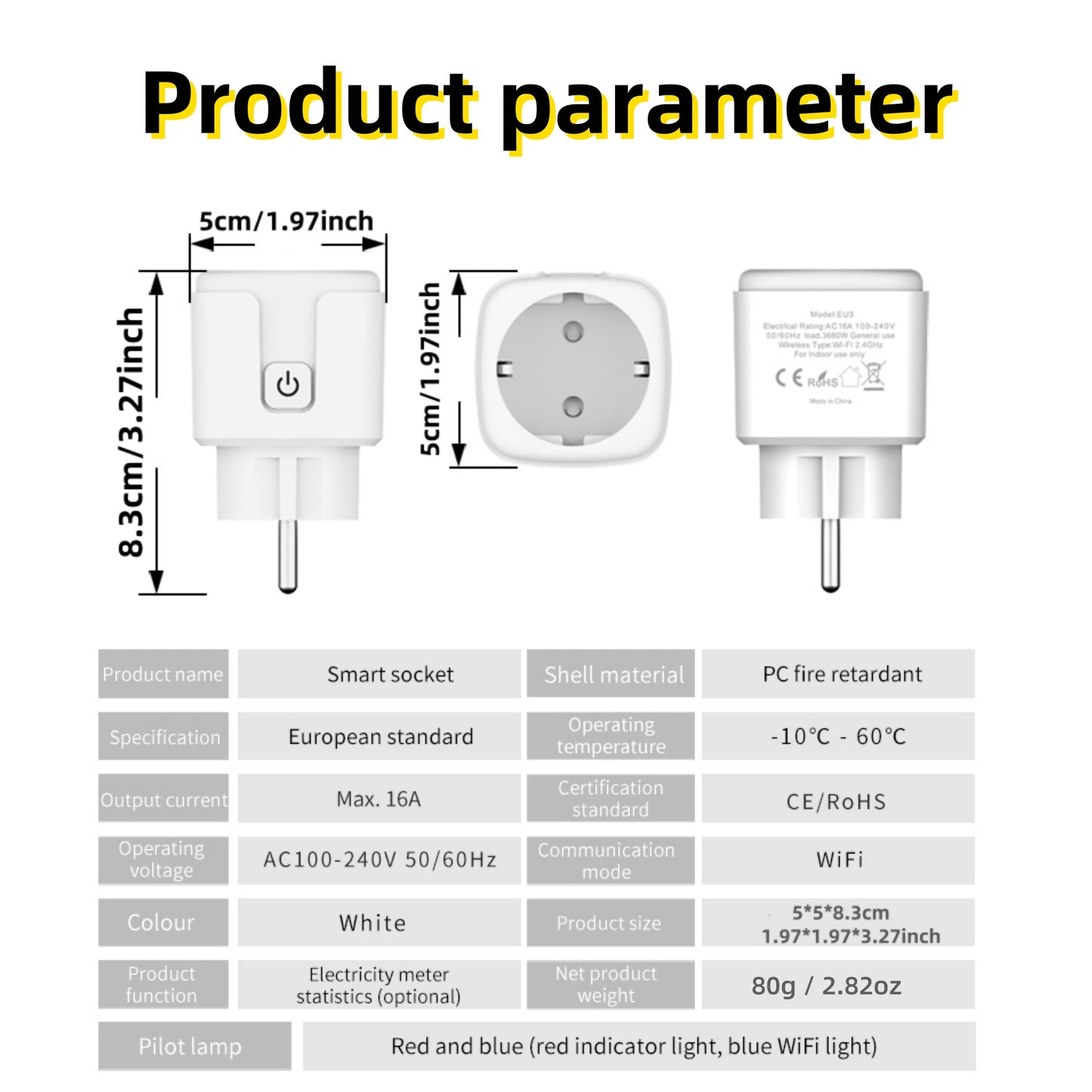 European standard Zigbee smart plug for 110V/220V power supply, flush mount, Alexa compatible for various devices.