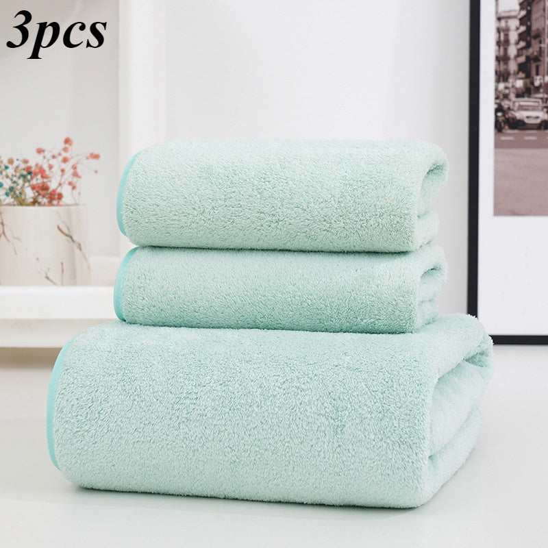 3-piece special set: 2 towels + 1 bath towel made with coral velvet for absorbency, no fading or hair loss, soft and comfortable for a new skin-friendly experience.