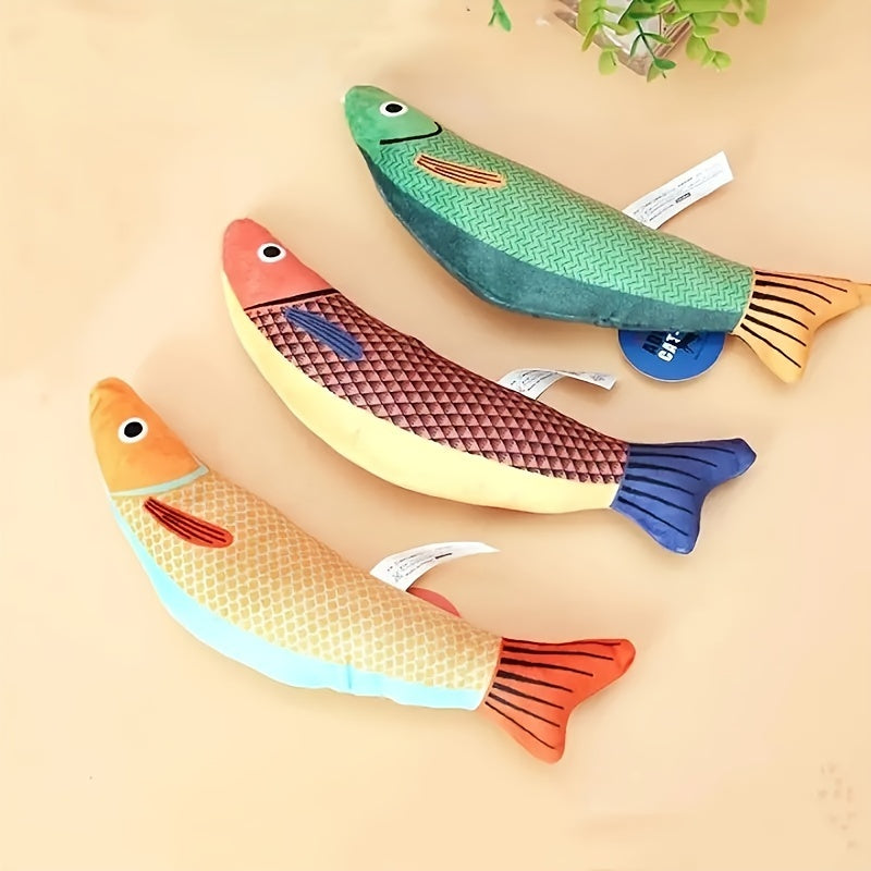 1 or 2 Cat Toy Saury Fish for interactive indoor exercise, with crinkle sound and soft, durable material.