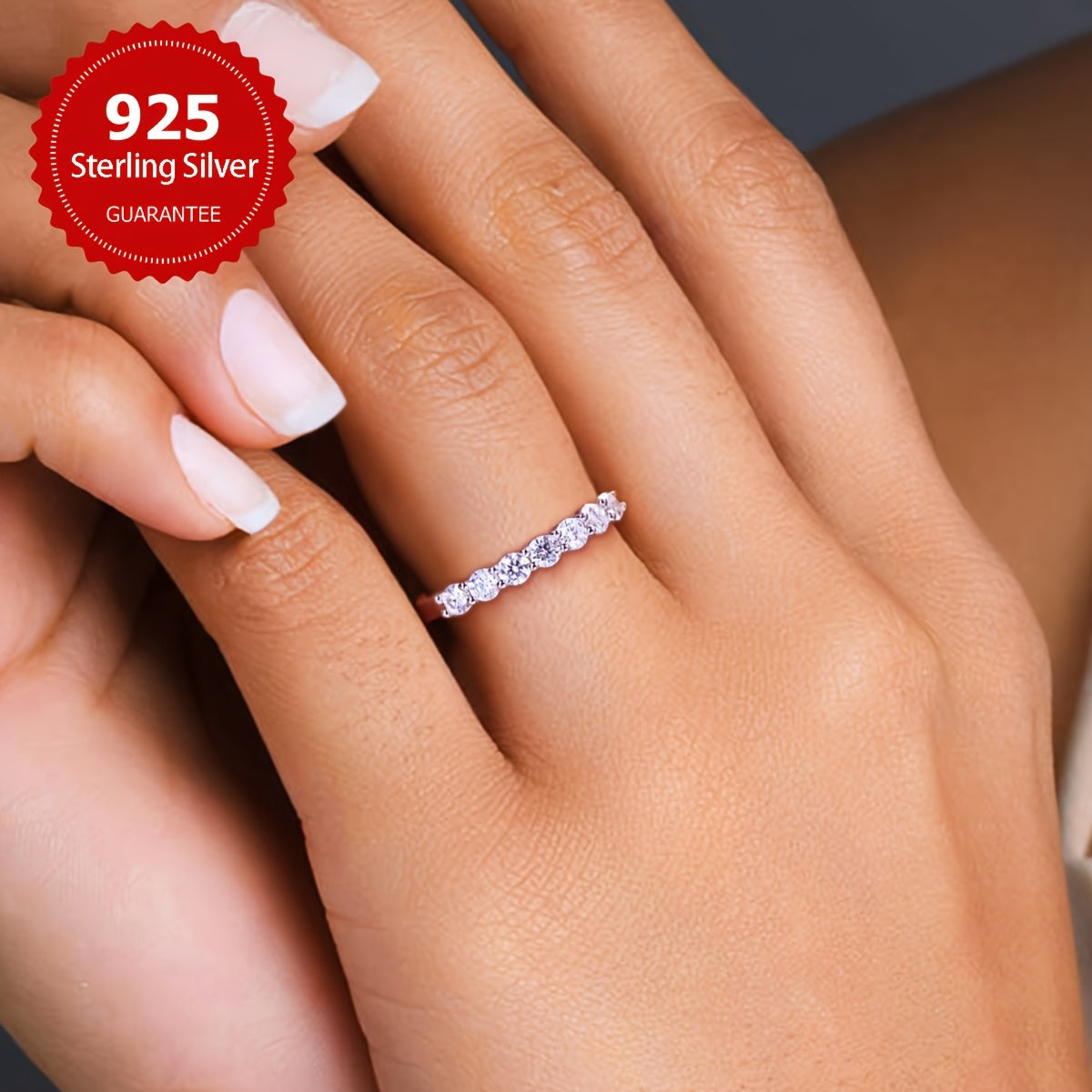 A stunning women's wedding ring made of 925 sterling silver from Mozambique, featuring high-quality female jewelry. This eternal ring is perfect for a wedding anniversary or Valentine's Day gift. Available in various sizes and weights: 5 (2.3g), 6