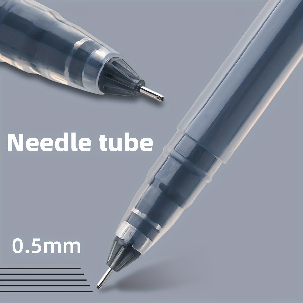 Large capacity gel pens in 0.5mm needle tube, 6 or 10 pcs, ideal for students and office writing.