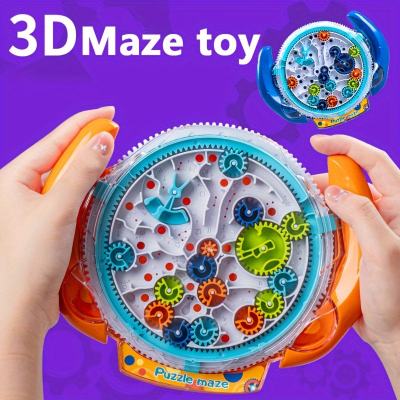 Maze Challenge Puzzle Toy - Gear & Balance Control Game for Youngsters, Multiplayer Competition, Orange/Blue/Mixed Colors