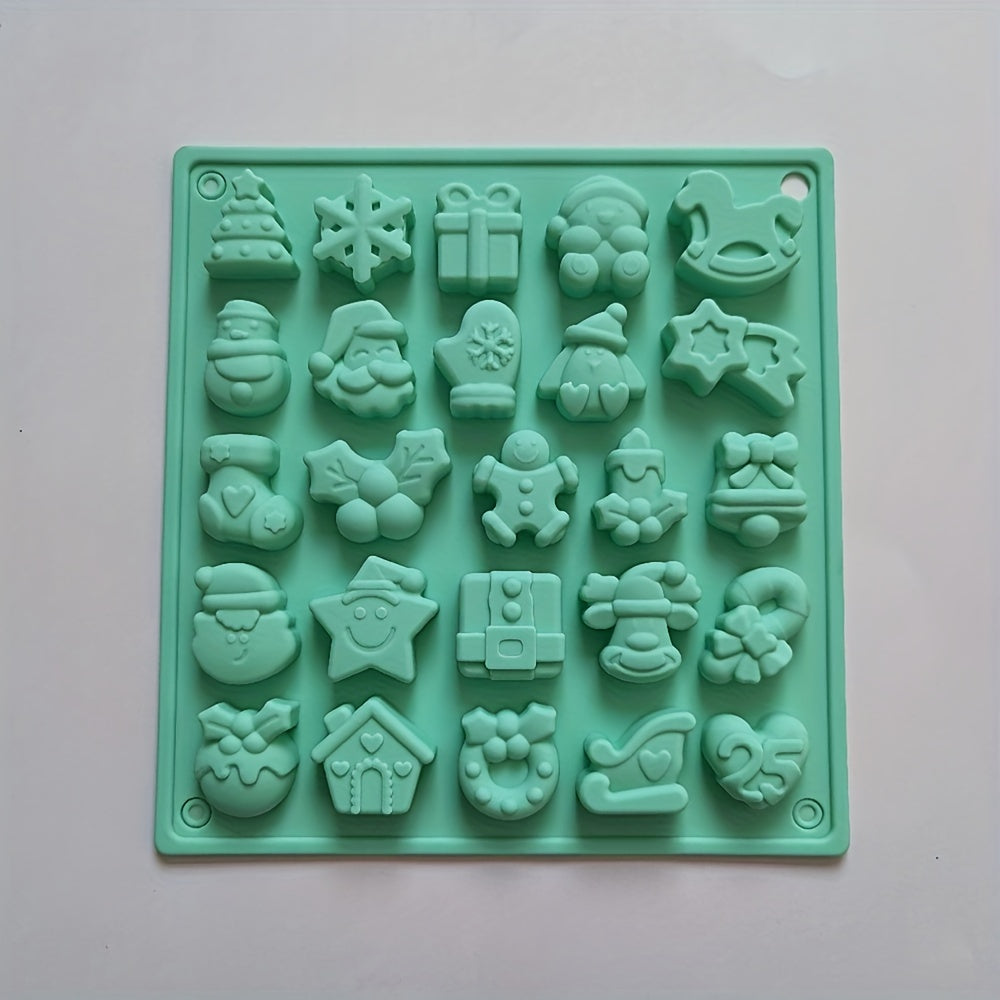 Get your hands on this Christmas Chocolate Mold, perfect for creating festive treats. With 25 cavities and a 3D silicone design, this candy and fondant mold is ideal for DIY cake decorating. Add this versatile baking tool to your collection of kitchen