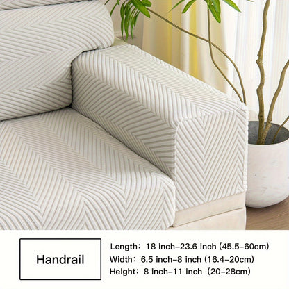 Waterproof sofa cover with elastic stretch and jacquard argyle pattern for home or office decor.