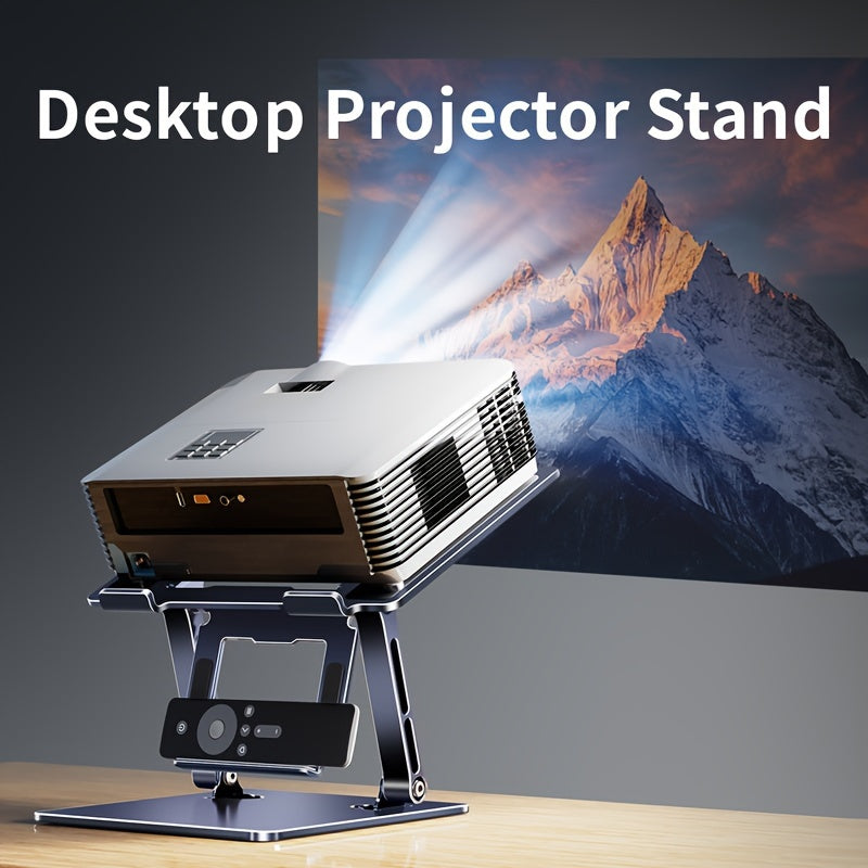 RIKSOIN Desktop Projector Stand: Alloy Projection Stand, Adjustable Height (25.4-39.62cm), Ergonomic Design, with Phone and Remote Holder, Ideal for Home/Outdoor Cinemas.