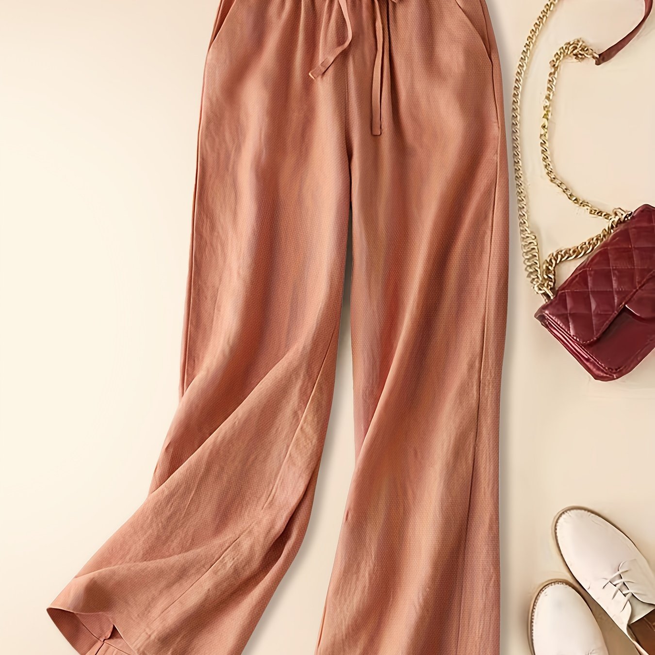 Drawstring wide leg pants for women, perfect for spring and summer casual wear.