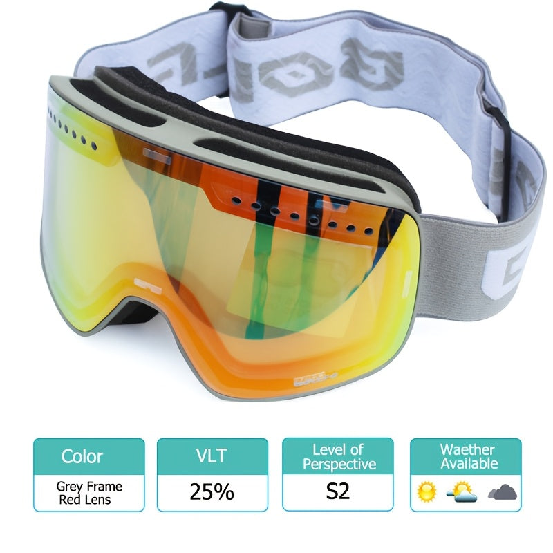 BOLLFO Anti-Fog Ski Goggles for Adults with Magnetic Double Layer Lens, Durable Frame, and Multiple Color Options.