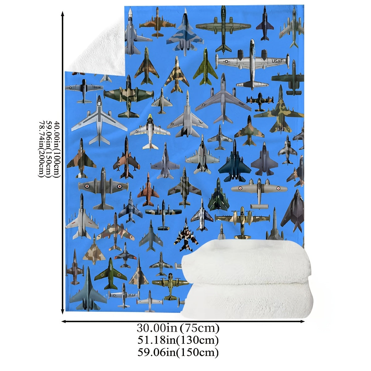 Flannel fleece throw blanket featuring a contemporary military jet aircraft pattern - Perfect for aviation enthusiasts! Hypoallergenic, stain resistant, and suitable for all seasons. Made of soft knit polyester fabric with a high-quality digital print.