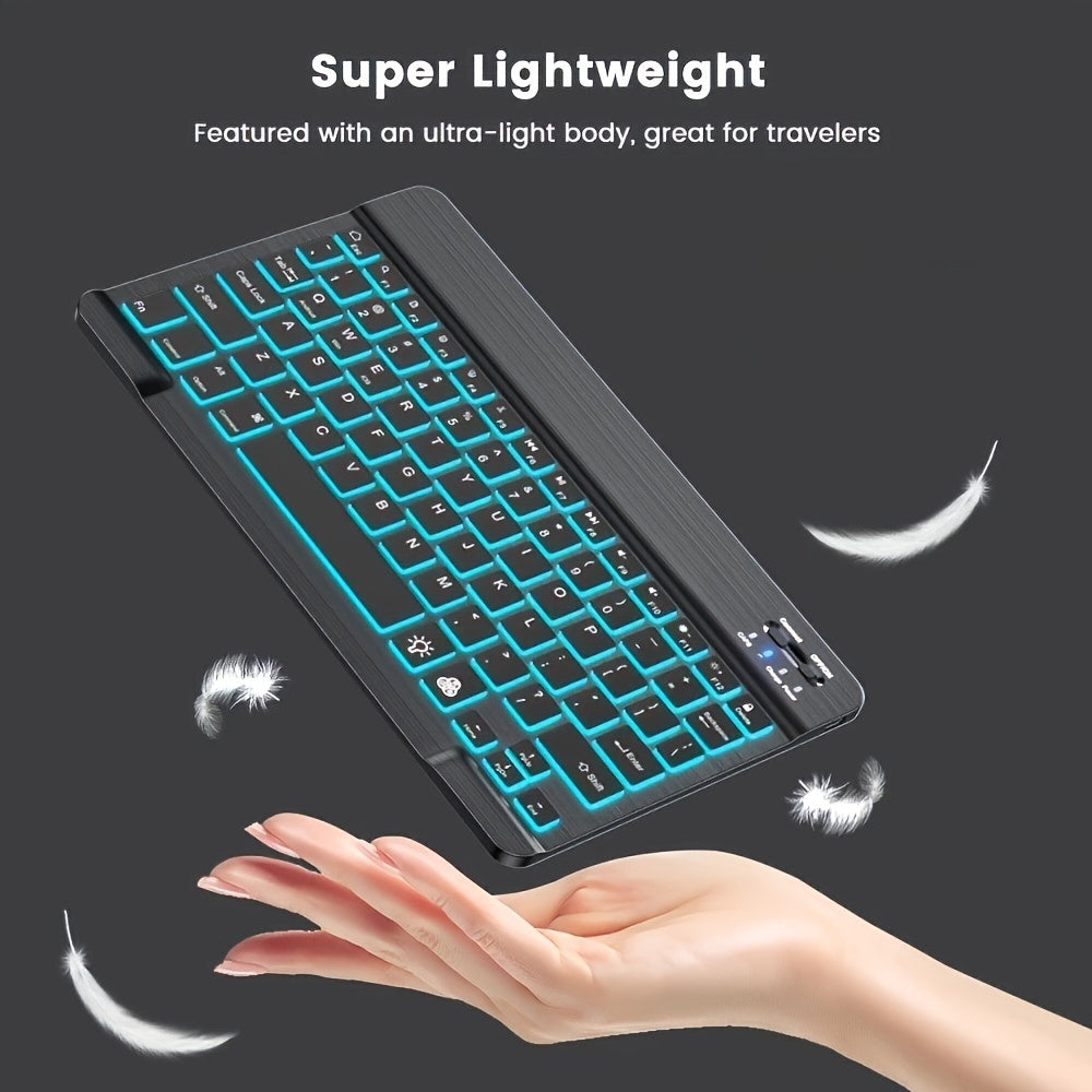 RGB Backlit Wireless Mini Keyboard for IPad, Phone, Tablet with Rechargeable Battery