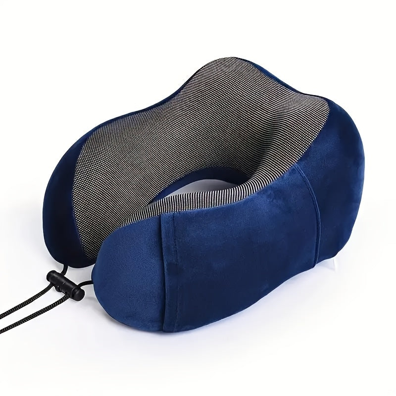 Travel in comfort with the 1pc Ergonomic U-Shaped Memory Foam Neck Pillow, featuring a removable washable cover. This reversible pillow provides neck support for airplane and office use. Made with spot-clean woven polyester fiber, weighing 200-250gsm.