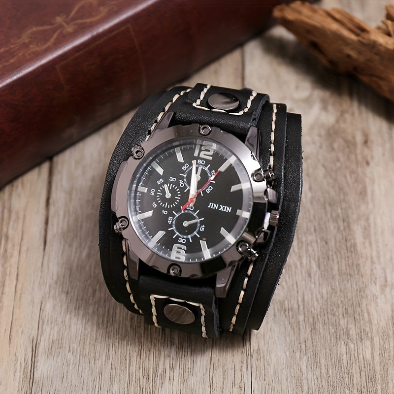 Retro style casual watch for men with a punk vintage design.