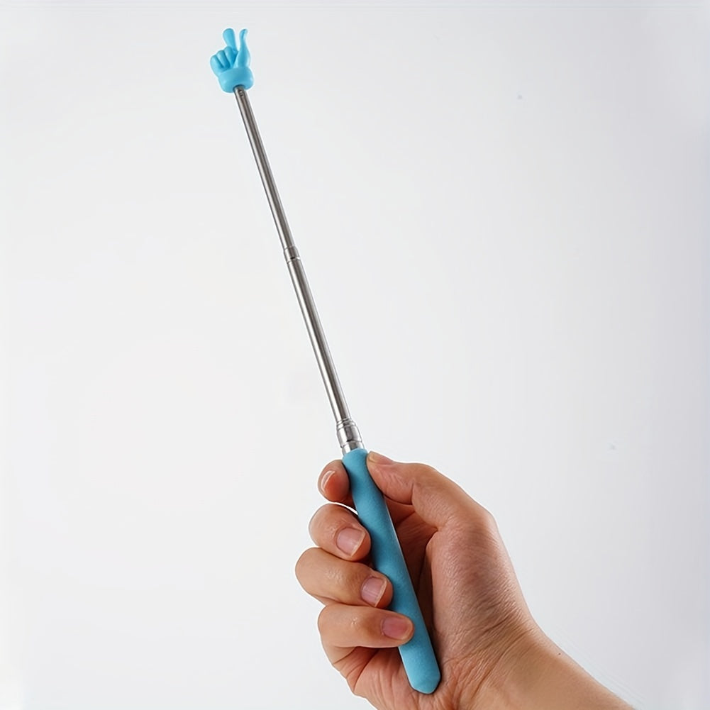 Telescopic Teacher Pointer with retractable stainless steel finger design for educators.