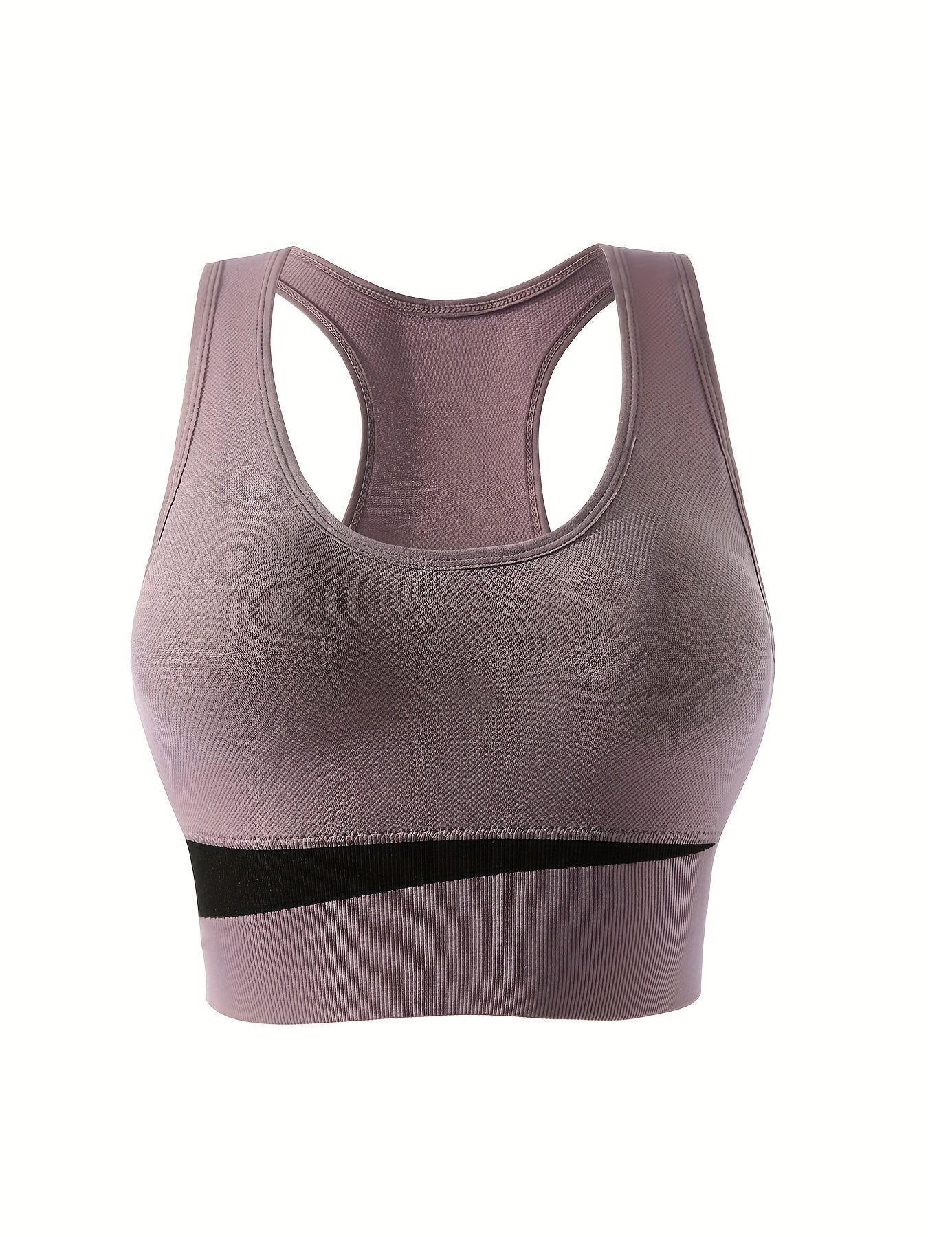 Colorblock Wireless Sports Bra, Comfy Racerback Tank Bra for Women's Workout & Lingerie