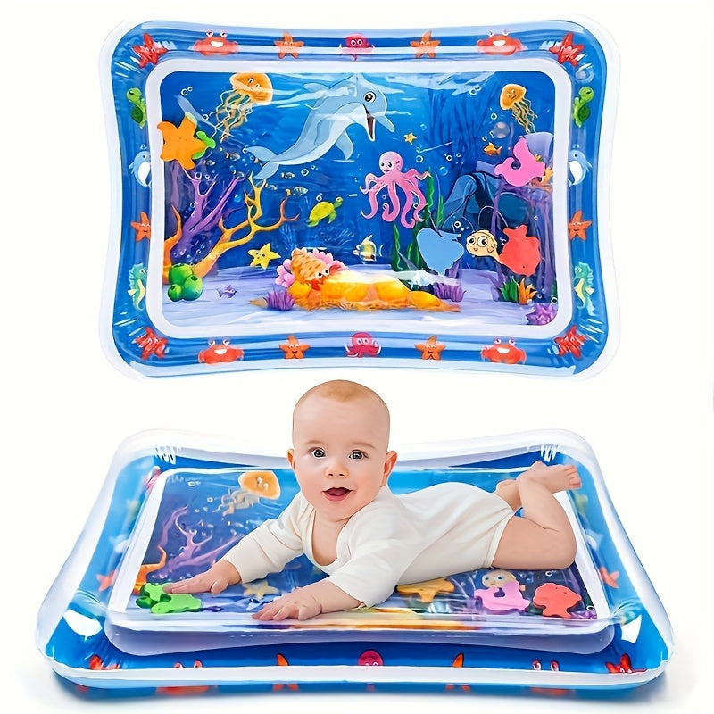 The WELLFAR Inflatable Tummy Time Water Mat is a PVC activity play pad designed to stimulate sensory development in babies aged 0-3 years. This blue toy provides a fun and engaging way for young children to explore and play.