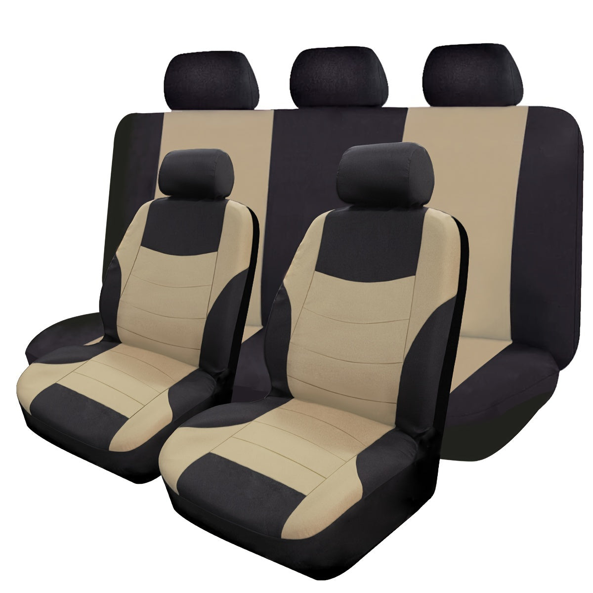 Polyester car seat cover set with sponge filler - breathable, comfortable, hand washable - suitable for all seasons.