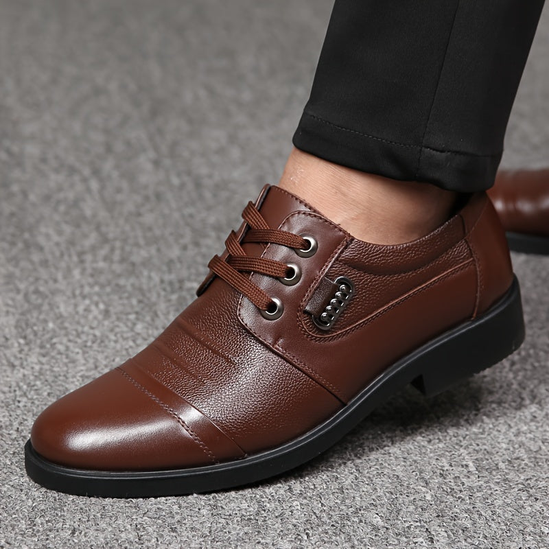 Quality leather Derby shoes with slip-resistant rubber soles for men.