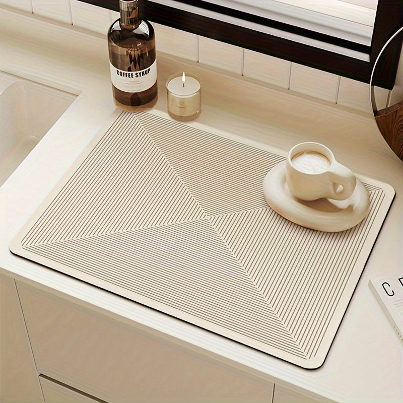 One piece of Pan Drying Mat that also functions as a Coffee Machine Surface Absorption Mat, Coffee Mat, Washstand Diatomium Drain Mat, Soft Faucet Suction Mat for kitchen supplies.