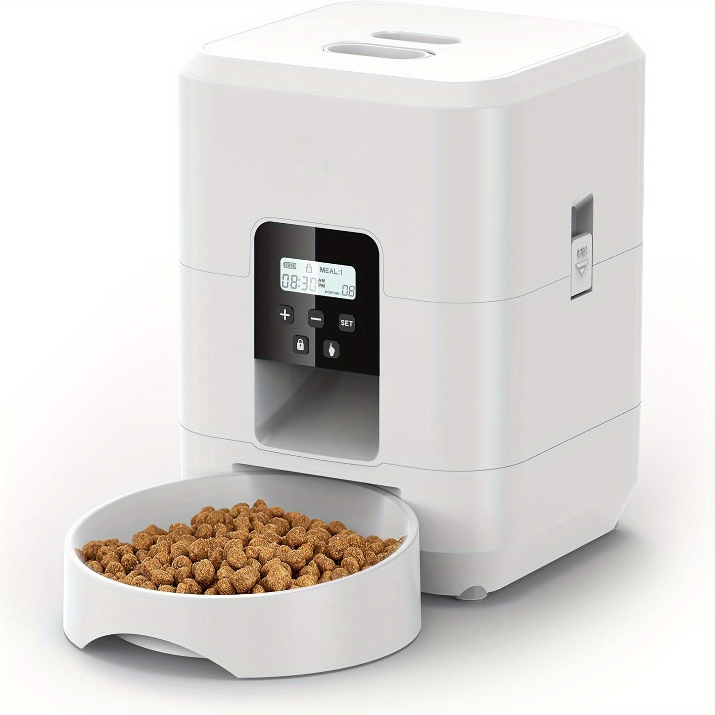 2L Smart Automatic Cat Feeder, USB-Powered Pet Food Dispenser with Record, Programmable for Cats & Dogs, Memory Timing - No Battery Included.