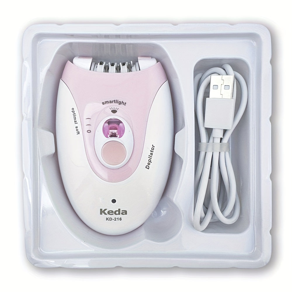 HATTEKER Electric Epilator for Women with Smartlight, Stainless Steel Blade, USB Charging, Rechargeable Nickel Battery - Effective Hair Removal with minimal discomfort.