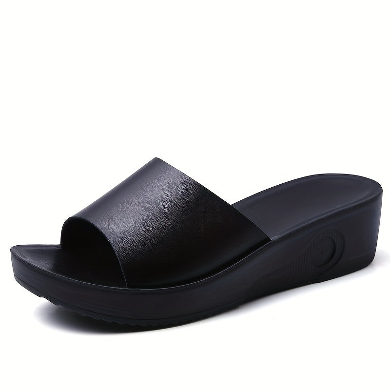 Women's comfortable open toe slip on platform wedge sandals, casual walking shoes.