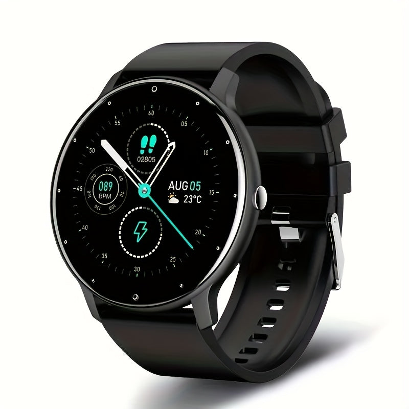 Purspo Smart Watch with call function, wireless 5.2, multi-sport modes, weather forecast, AI voice control, music playback, TFT display, silicone strap, USB charging, 230mAh battery