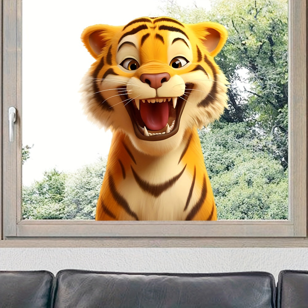 Add a touch of charm to your bedroom and living room windows with this cute Tiger Cartoon electrostatic glass sticker. This classic style sticker is 2mil thick and reusable, making it a perfect decor accessory for your home.