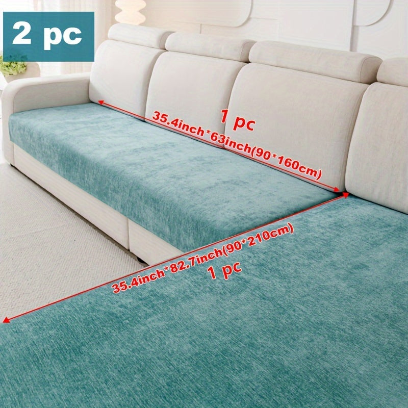 Chenille sofa protection pad set - pet-friendly, non-slip, scratch-resistant - machine washable polyester covers for various sofa sizes.