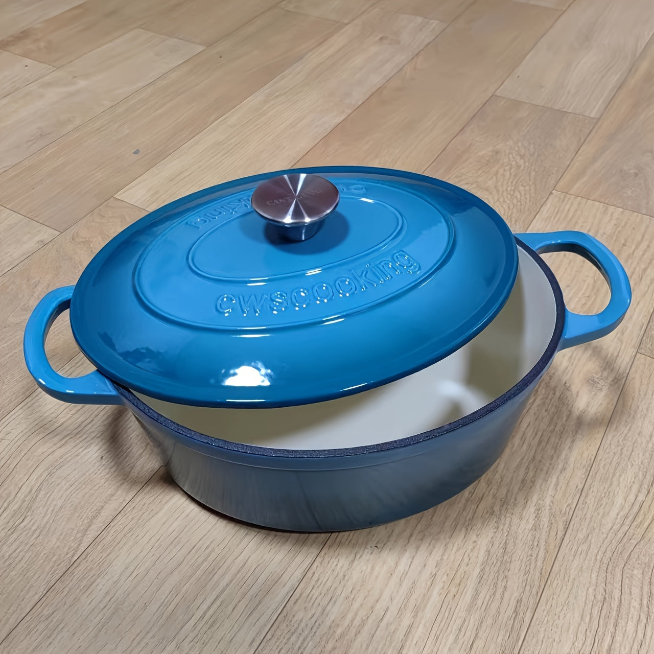 Durable Enamel Oval Dutch Oven - Versatile Pot for Stock, Stew, and Cooking - Works on Induction, Gas, and Electric Cooktops