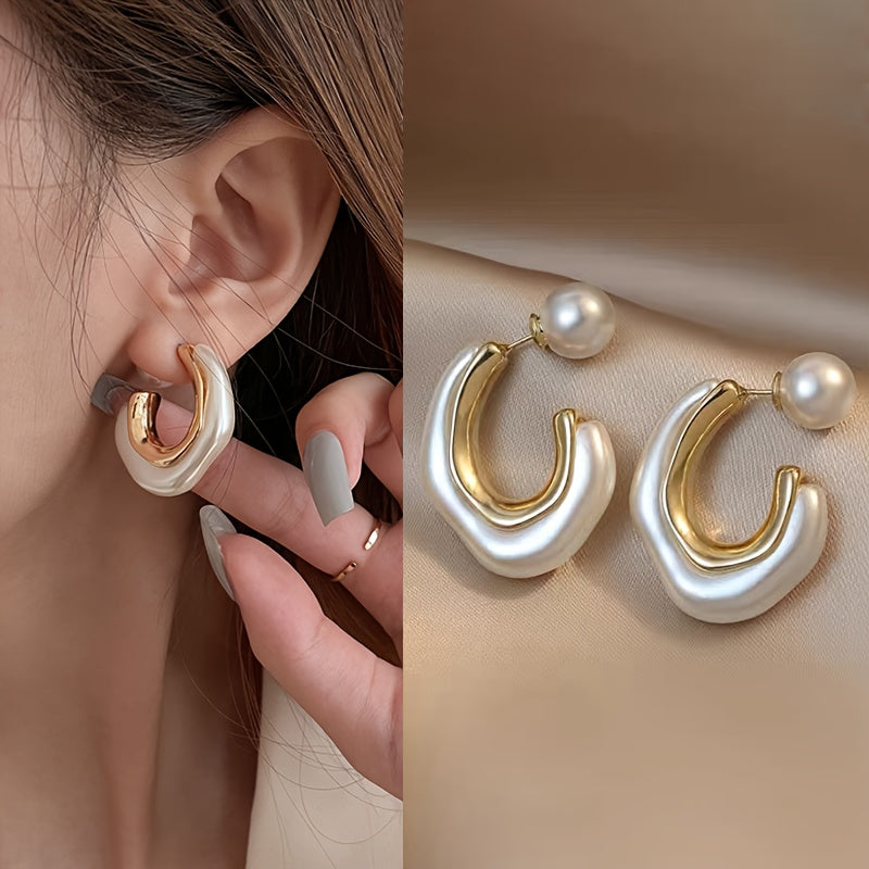 Exaggerate your style with this 6-piece set of French-designed love faux pearl C-shaped earrings. Featuring 3 pairs, these extravagant light luxury accessories are perfect for adding a touch of exotic flair to your daily outfits or party ensembles. Ideal