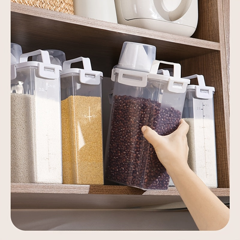 Large Capacity Airtight Rice Dispenser: Keep your cereal fresh and free from insects with this moisture-proof storage container. Perfect for organizing your kitchen with its convenient flip-top lid.