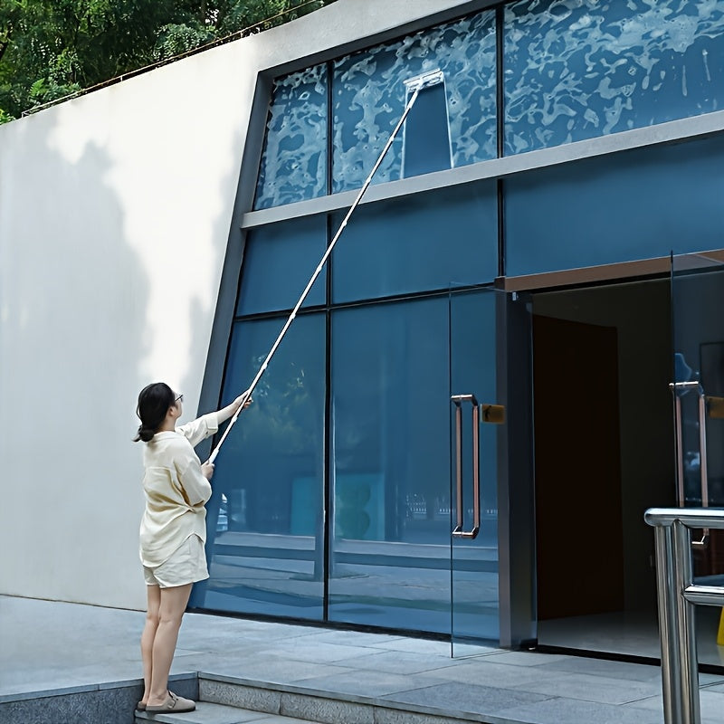 Versatile Magic Window Cleaner with Extendable Pole, Multi-Scene Squeegee for Windows, Walls, Floors, and Patio, Suitable for Home and Car Cleaning, Made of Durable Metal and Plastic