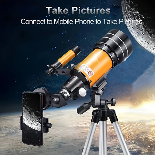 75x zoom professional telescope with tripod and smartphone adapter - great for stargazing, moon viewing, and photography - perfect gift for all ages.