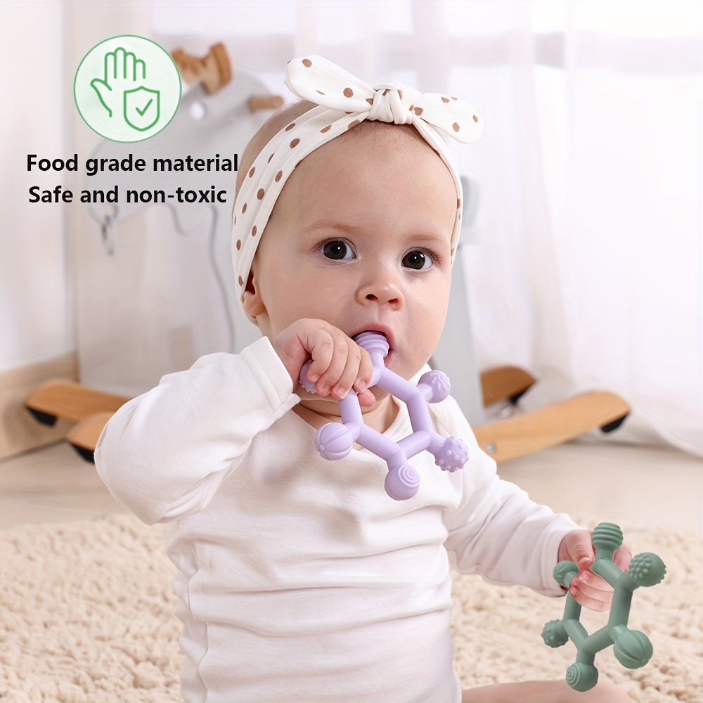 Children's teething toys made of high-quality food-grade silicone for ages 0-6,12,18 months. Can be safely cleaned in the dishwasher. Great as gifts.