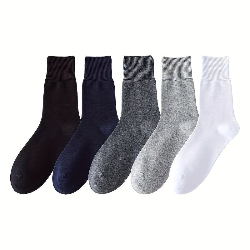 5 pairs of breathable, comfortable plus-size socks for men, designed for wider feet.