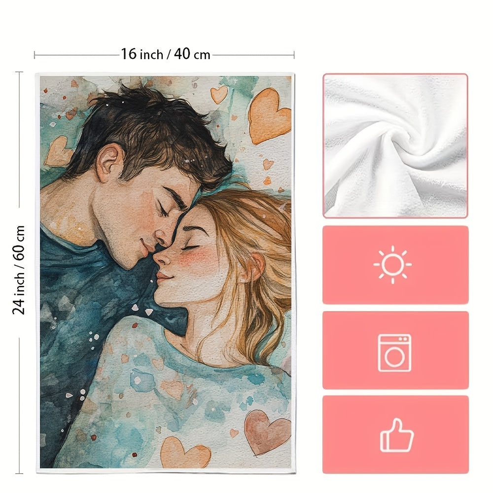 Set of 2 luxurious kitchen towels with a romantic "The One Where We Were Quarantined" theme. These towels are ultra soft, highly absorbent, and machine washable. Each towel measures 40.64x60.96 cm, making them perfect for Valentine's Day decor or