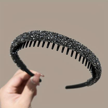 3-piece rhinestone hair grips set with anti-slip headband for styling.