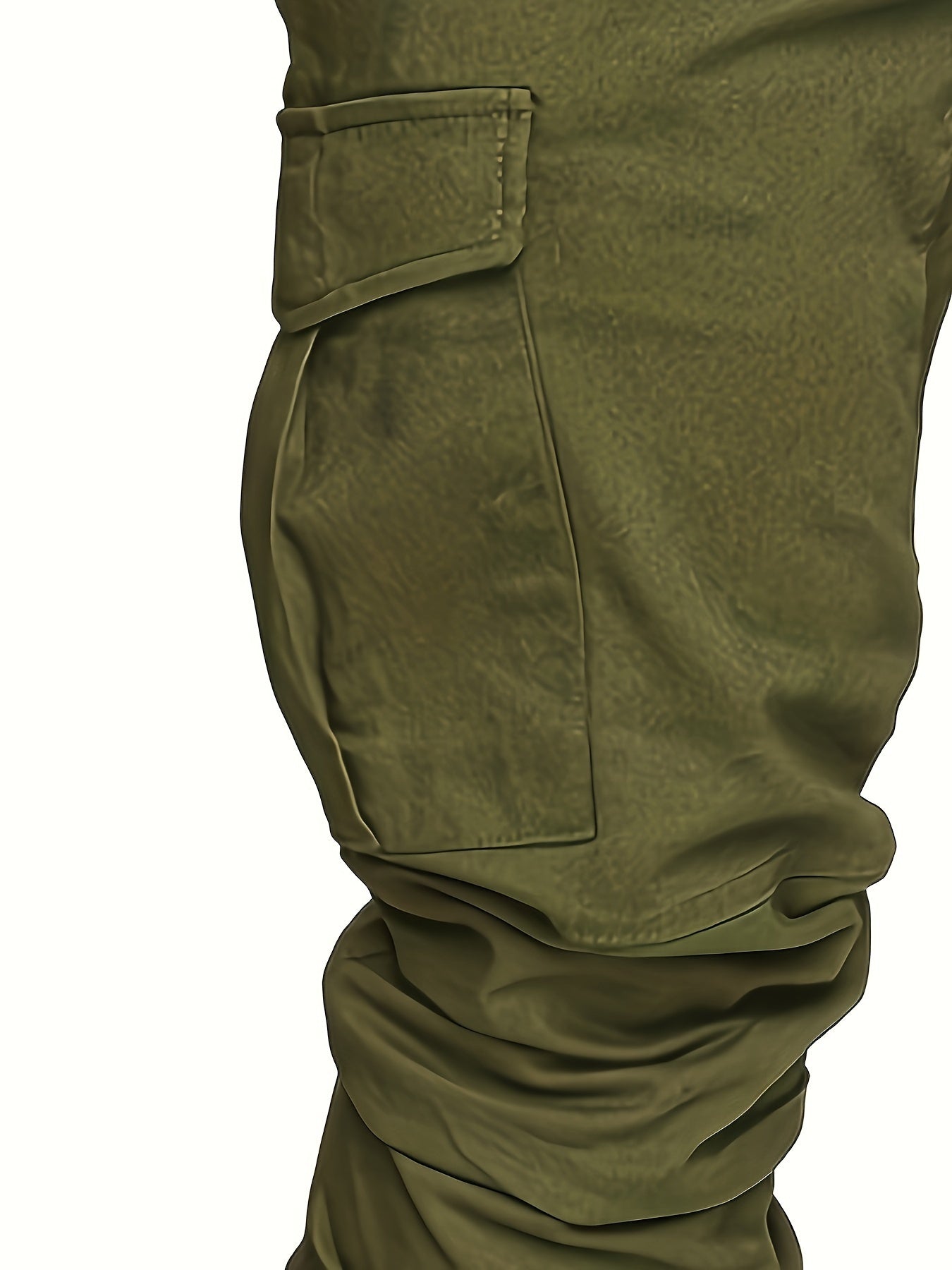 Men's casual cotton cargo pants with solid color, regular length, non-stretch fabric, drawstring waist, standard fit, and woven weave, suitable for all seasons.