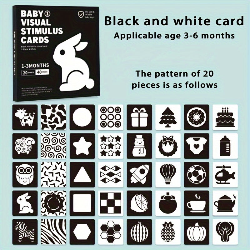 Black and White Visual Stimulation Card for Newborns to 3-Year-Olds: Early Education Puzzle Toy for Tracking and Training.