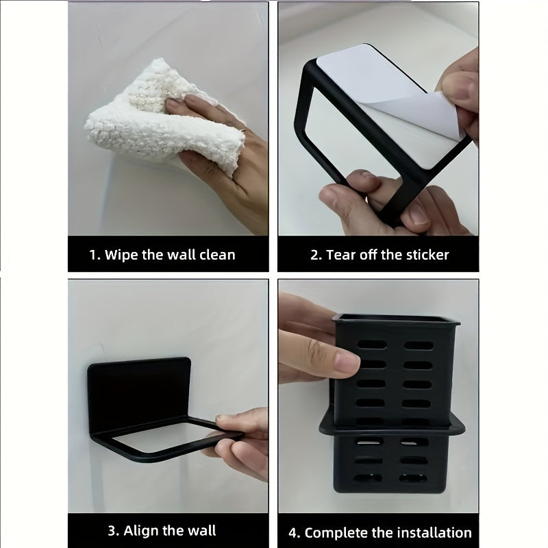 Wall-mounted toilet cosmetic rack with drain storage for bathroom and kitchen organization, available in 1 or 2 pieces without installation.